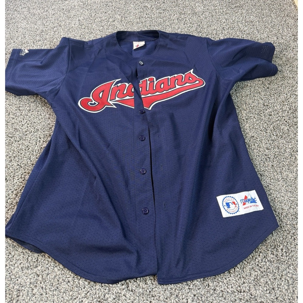 Vintage Cleveland Indians Majestic MLB Jersey Men's Size Large Blue